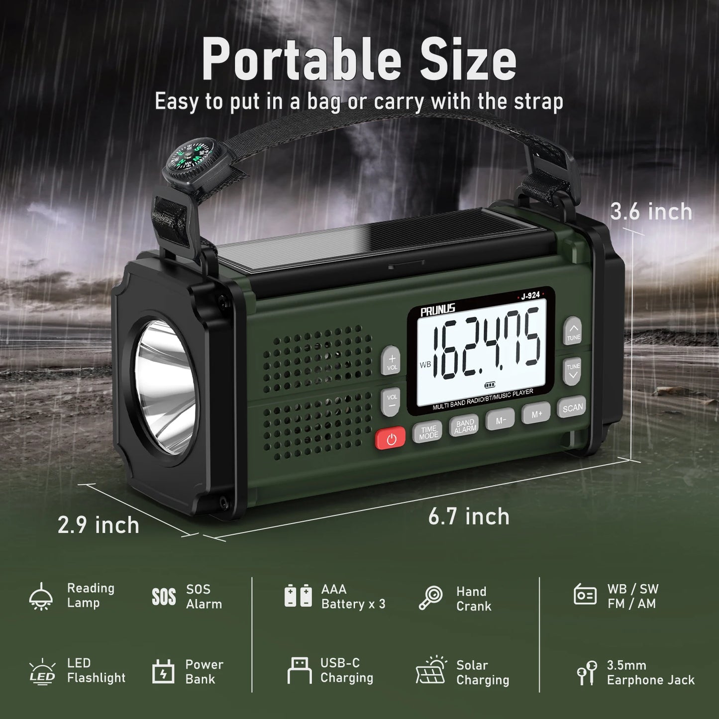 Hand Crank Emergency Radio Solar, NOAA Weather Radio AM/FM