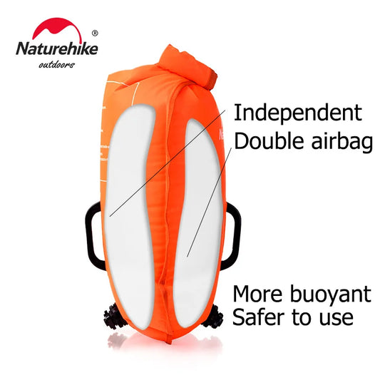 Naturehike 28L Inflatable Swimming Buoy & Waterproof Dry Bag – Dual Airbag, Adjustable Belt