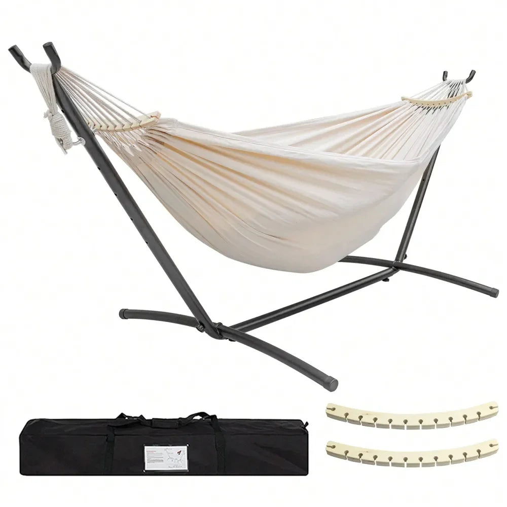 Double Hammock With Stand ,450lb Capacity, Premium Carry Bag Included