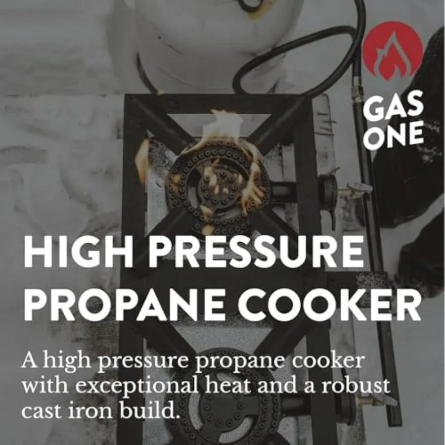 Stainless Steel, Black, High-Pressure Double Burner