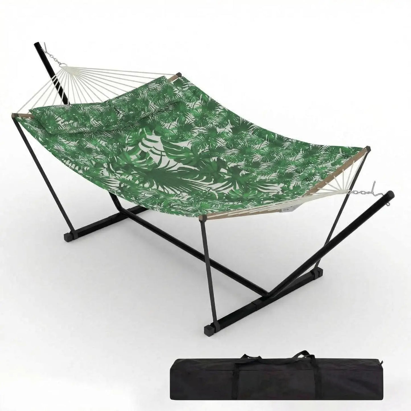 2-Person Padded Polyester Hammock w/ Stand 450 LB Steel Frame and  Carry Bag