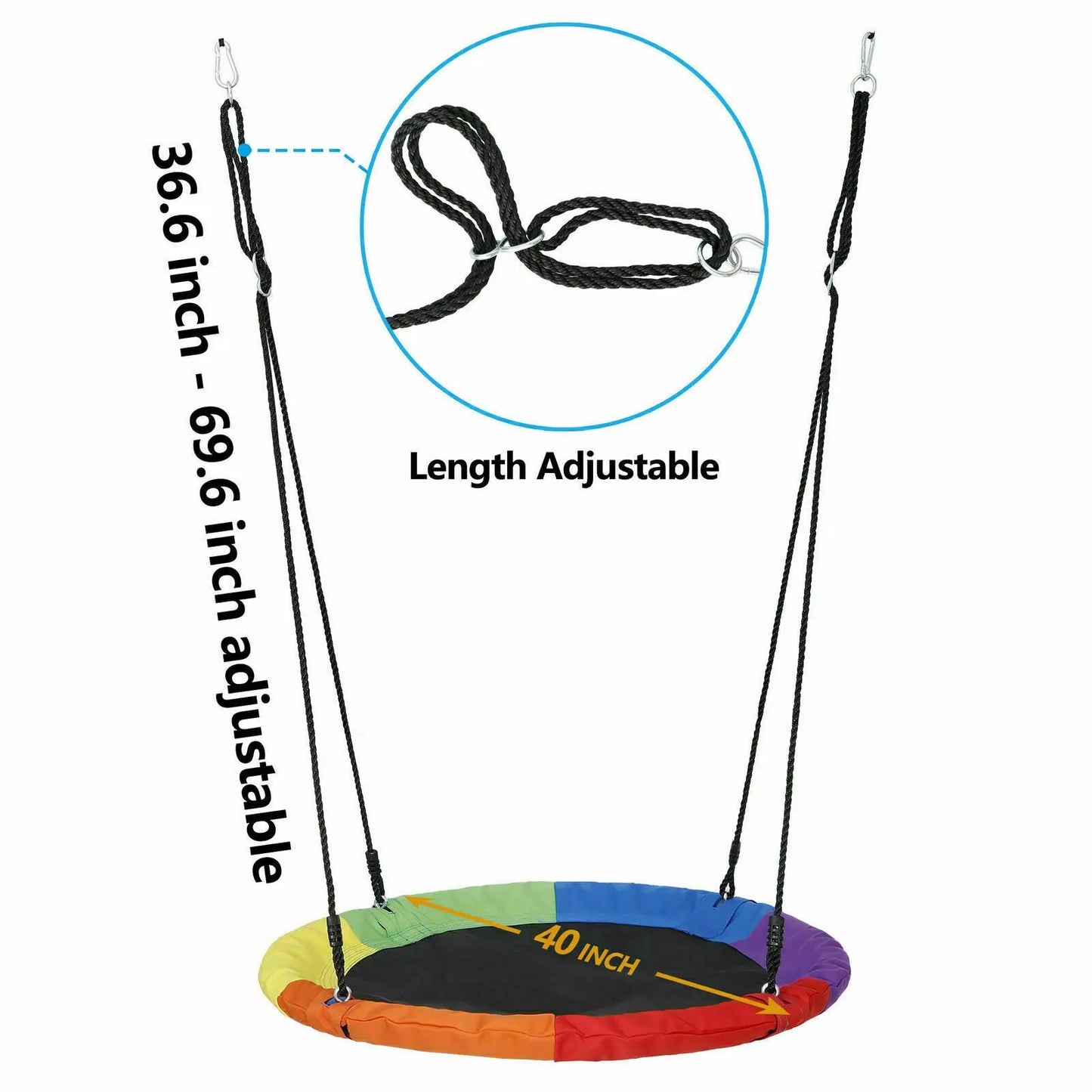 40 Inch Saucer Tree Swing – 800 lb Capacity Rainbow Flying Swing with Ropes