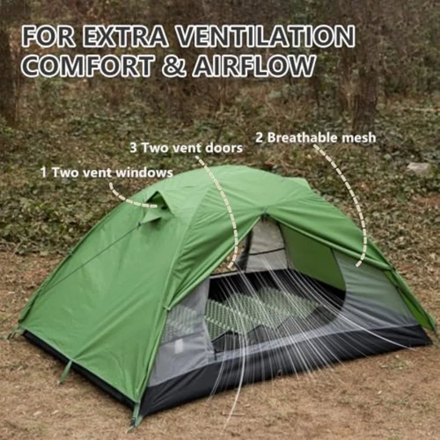 Backpacking Tent 2 Person Lightweight Camping Tent Waterproof 3 Season with Aluminum Pole for Outdoor Mountaineering Hiking Tra