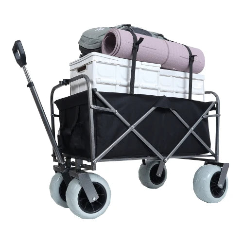 500 lb All-Terrain Steel Frame Collapsible Beach Wagon | Heavy-Duty Utility Sand Cart