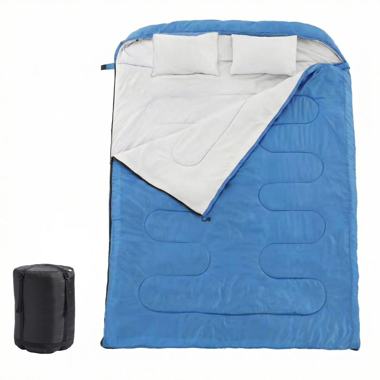 JHK Double Sleeping Bag for Adults with Pillow – 3 Season Lightweight 2-Person Camping Bag