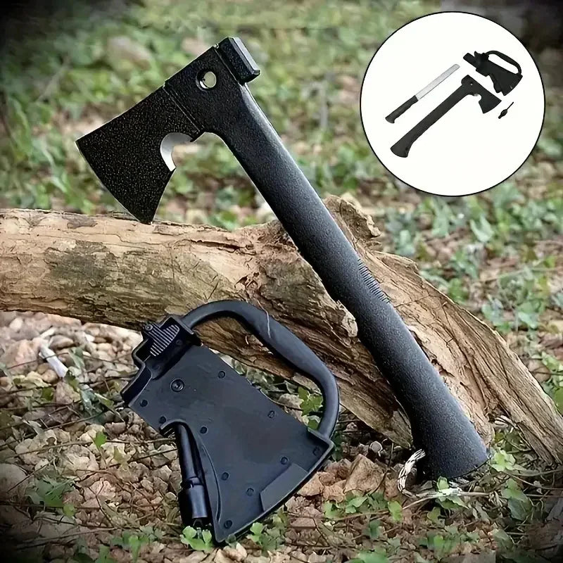 Camping Hand Axe With Nested Serrated Wood Saw Knife And Magnesium Fire Starter Tool