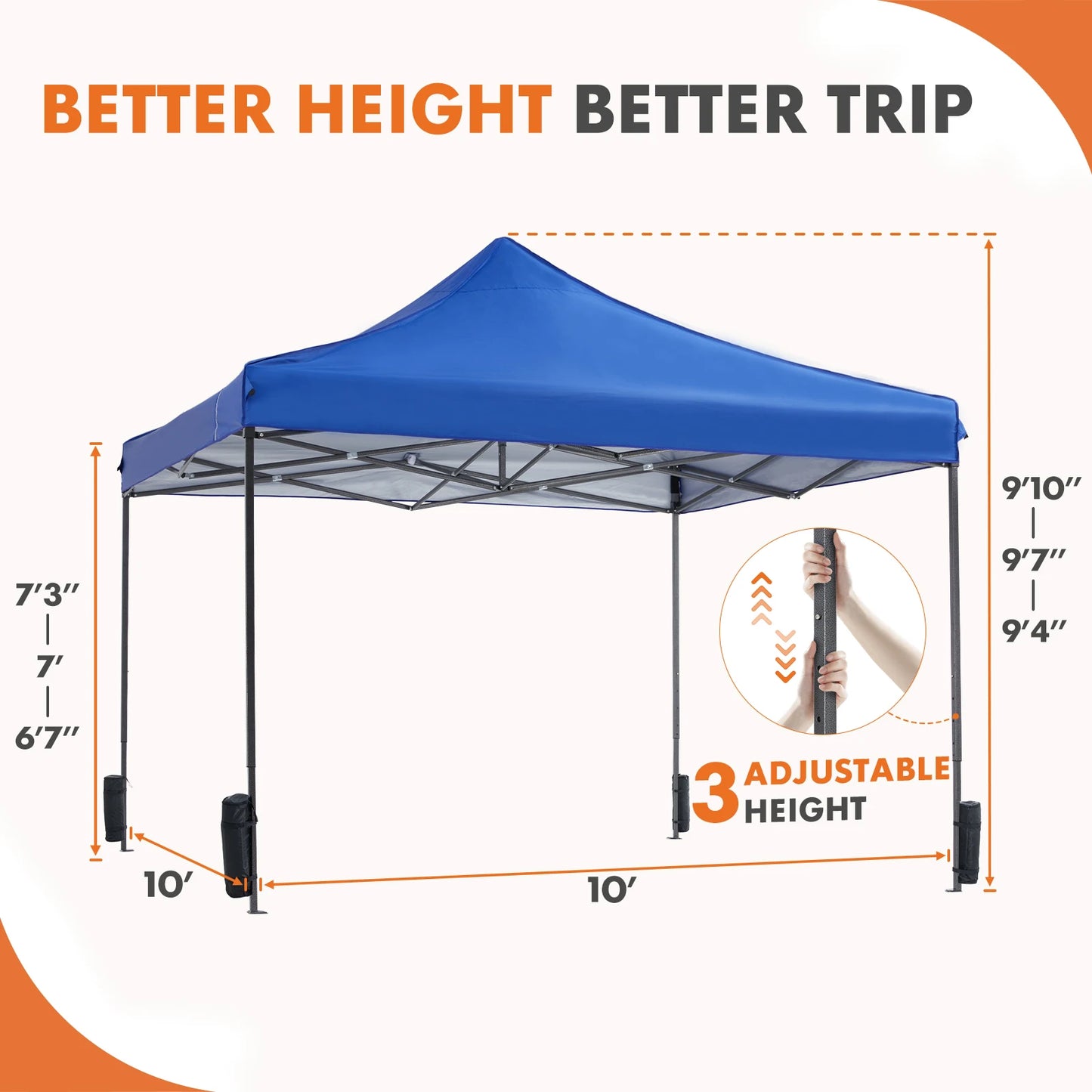JHK 10x10ft Pop Up Outdoor Canopy Tent Easy Setup Shade Instant Portable Sun Shelter Canopy Tent with Sand Bags for Camping and Commercial Events