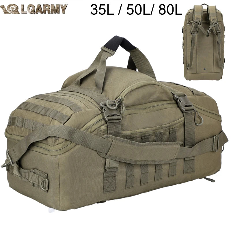 3-Way Tactical Duffel Backpack – 30L / 45L / 80L MOLLE Bag