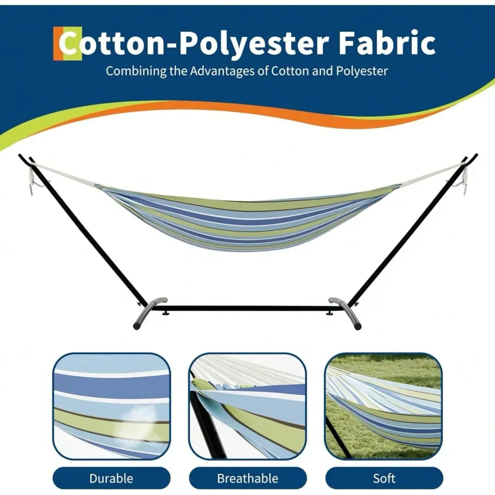 Hammock With Heavy Duty Steel Stand, 660lbs With Travel Bag