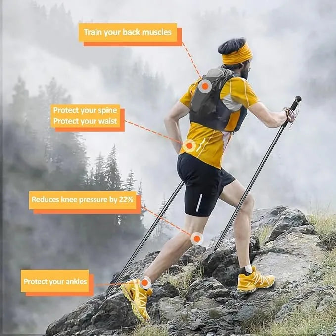 Multi-Purpose Trekking Pole with Compass, Flint and Screwdriver