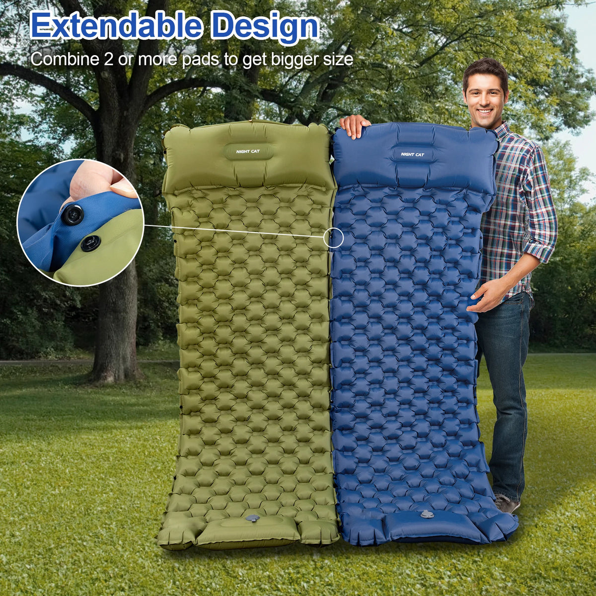 Waterproof Ultralight Inflatable Sleeping Pad — TPU Air Mat with Pillow & Built-In Pump