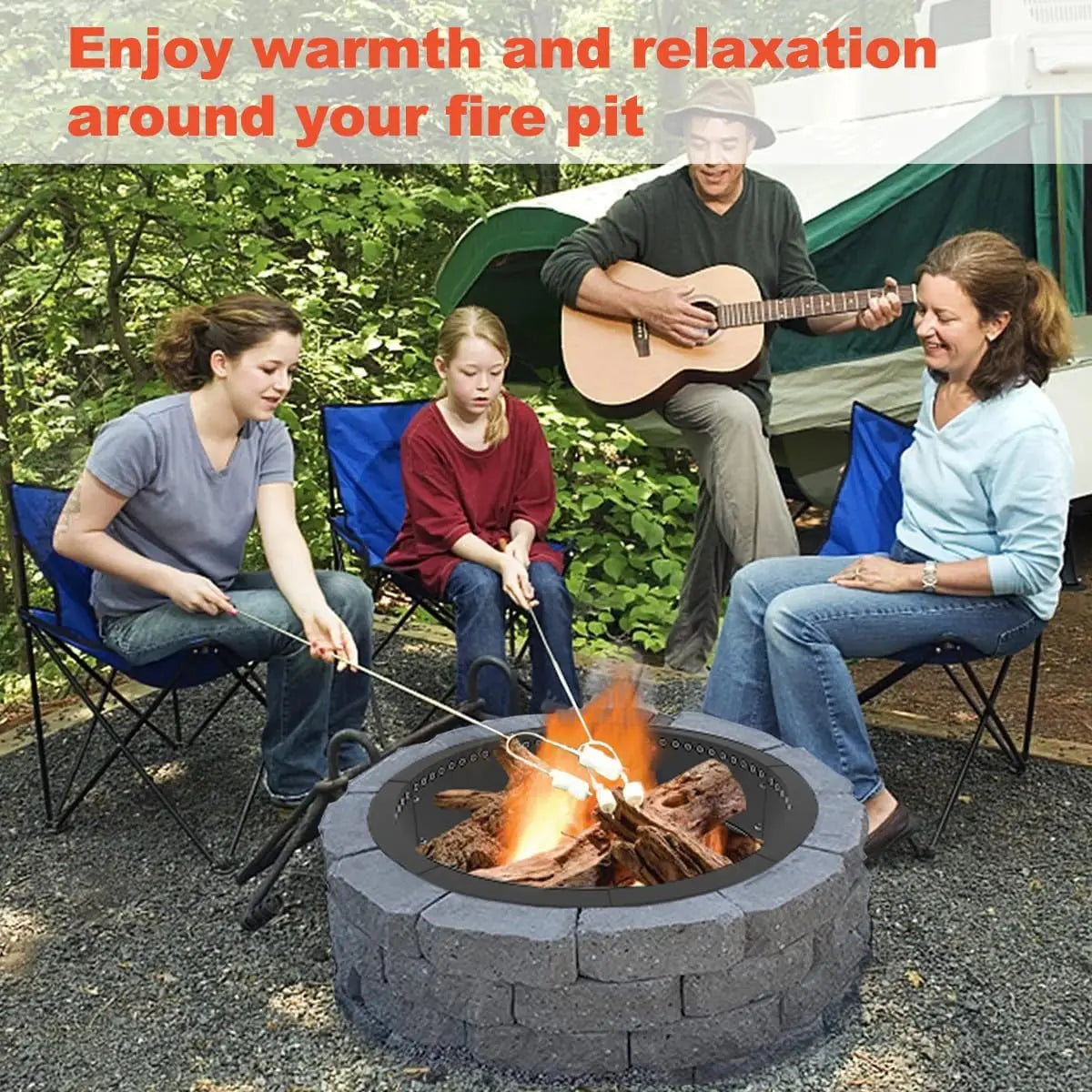 Outdoor Smokeless Fire Pit Ring Liner 40-Inch — Heavy Duty Solid Steel