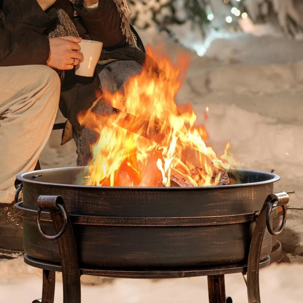 36 Inch Fire Pit with Grill & Lid