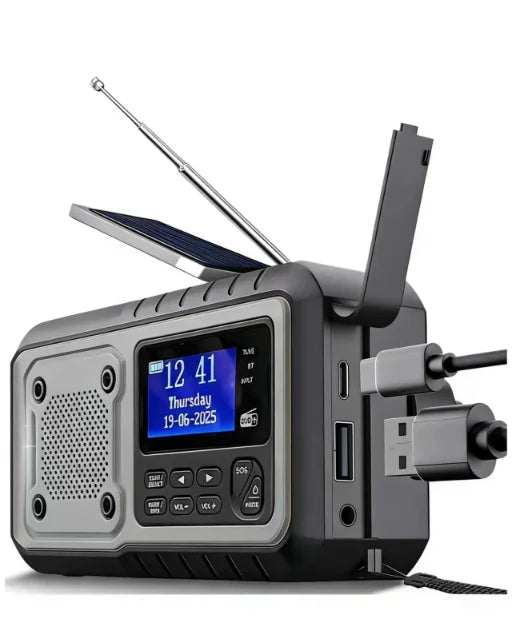 FM Emergency Radio with Crank Battery, Solar Radio