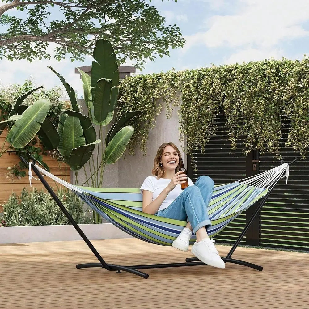 Hammock With Heavy Duty Steel Stand, 660lbs With Travel Bag