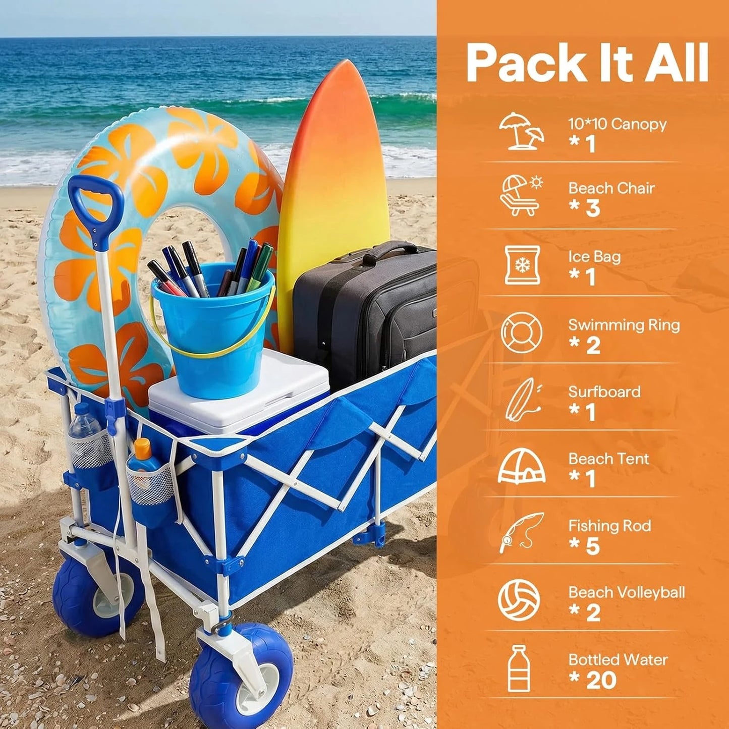 Beach Wagon with  9" Balloon Wheels for Sand