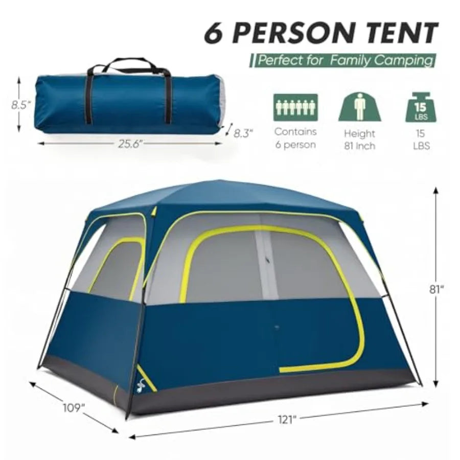 6 Person Dome Tent -Waterproof and Windproof