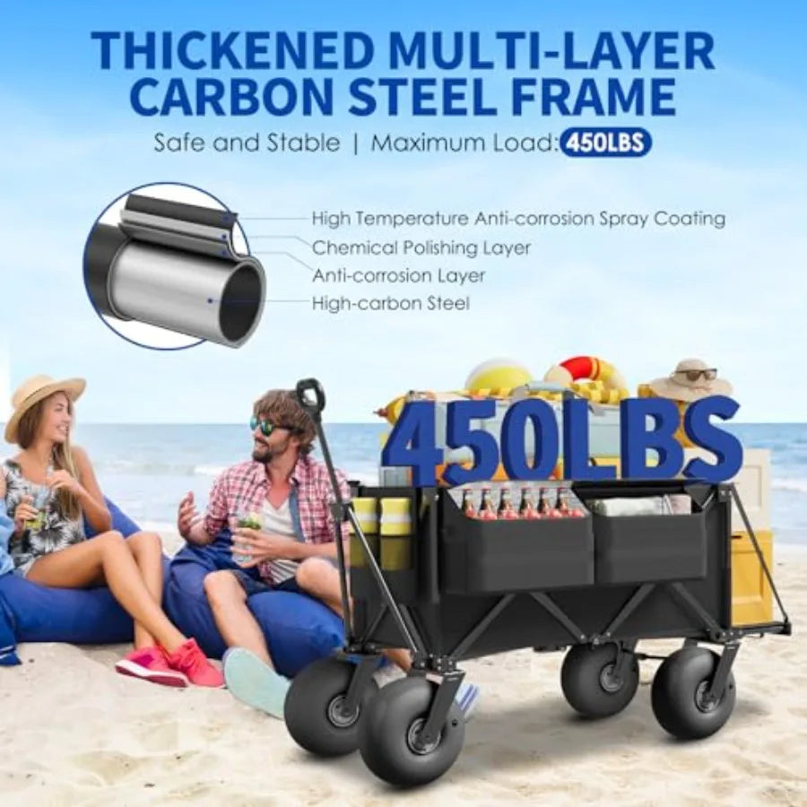 Beach Wagon for sand use - heavy duty steel frame, 450lbs load capacity