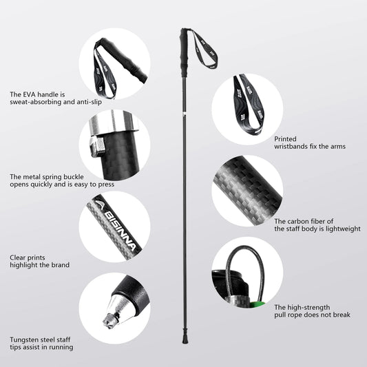 2pcs Ultralight Carbon Fiber Trekking Poles