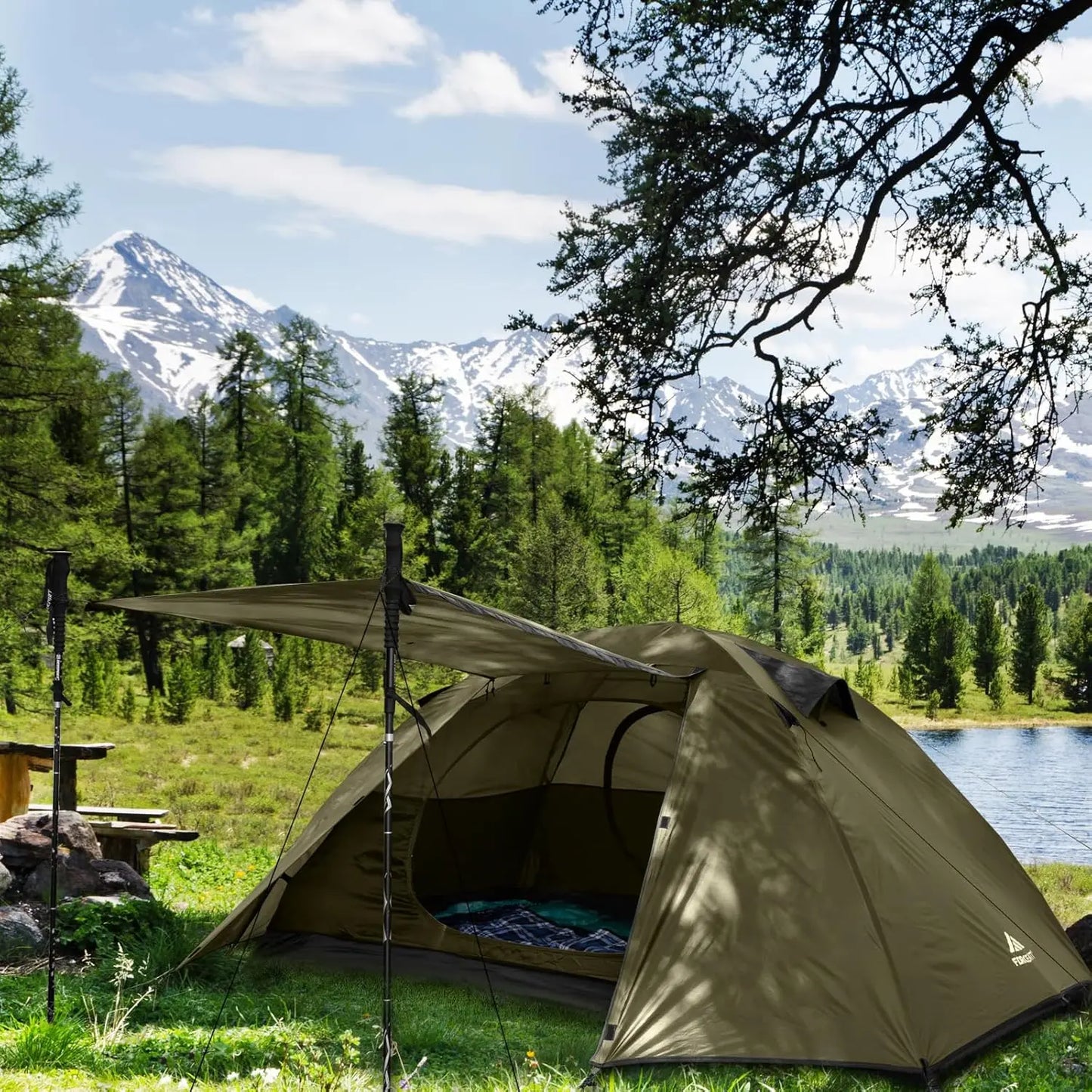 Camping Tent 2/3/4 Person, Lightweight Waterproof Backpacking Tent for Outdoor Hiking and Travel with Easy Setup