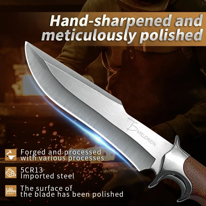 Outdoor Fixed Blade Camping Knife with Leather Sheath