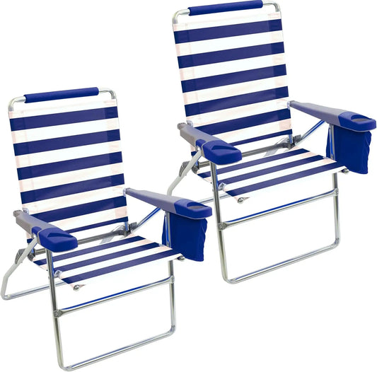 Beach Chairs 2-Pack 17" Extended Height 4-Position Folding Beach Chair
