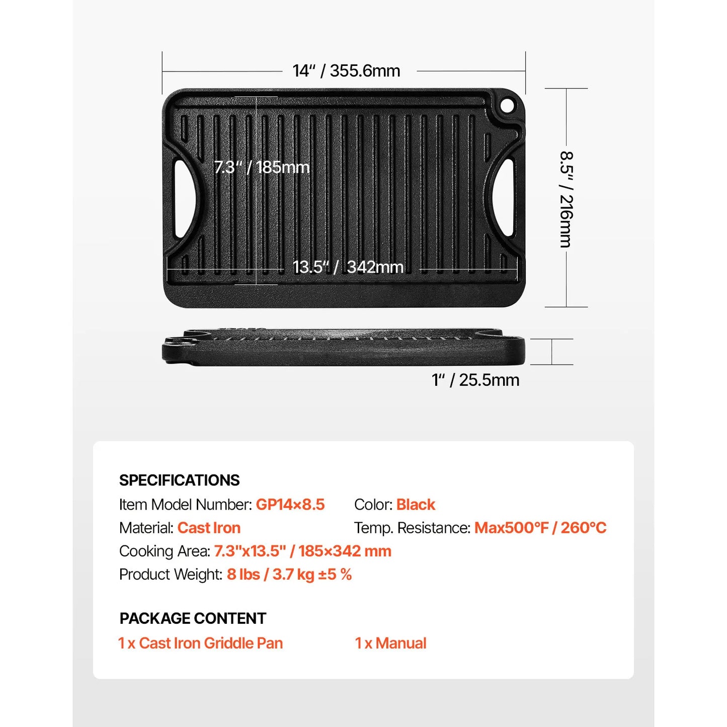 Cast Iron Grill Pan BBQ