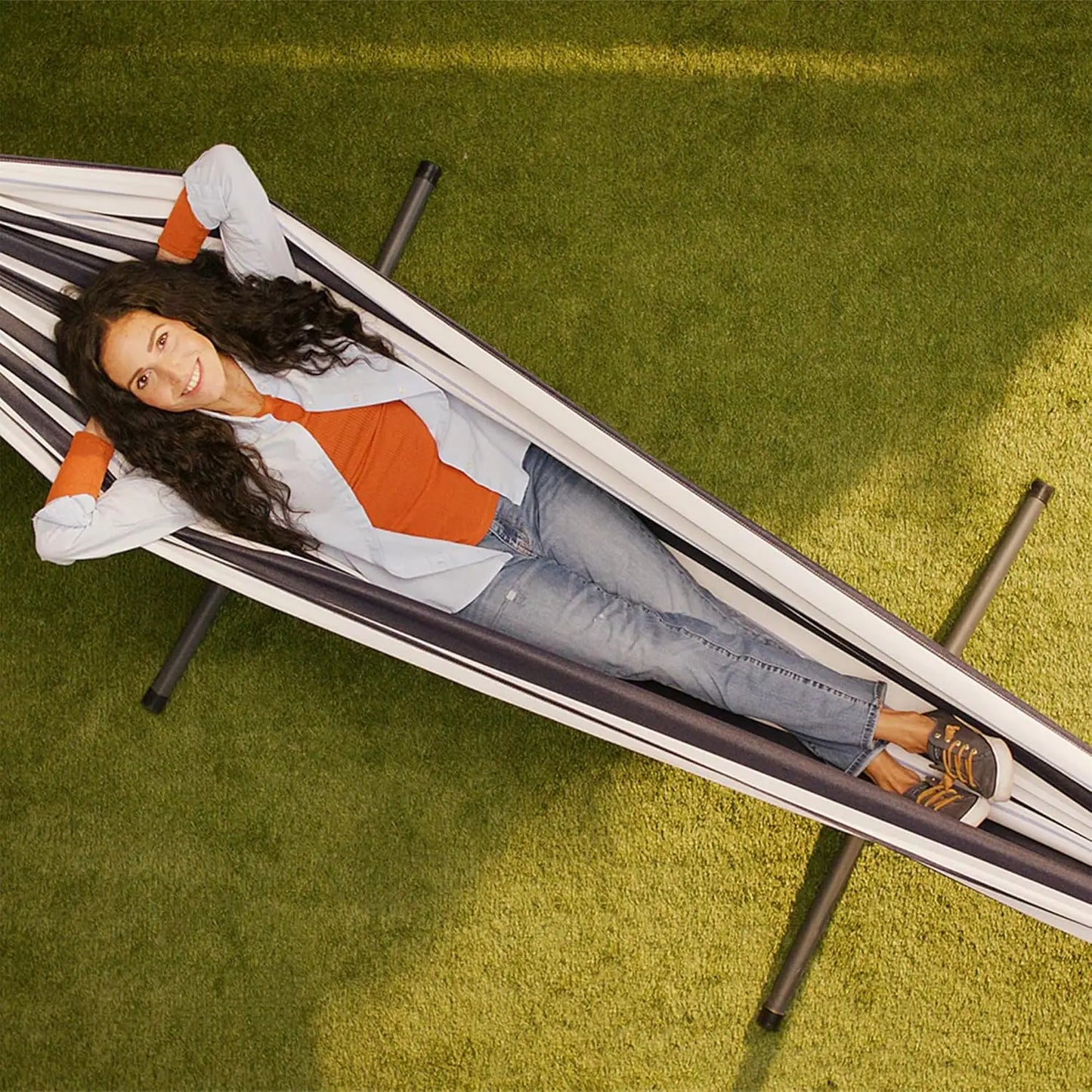 Double Sunbrella Hammock with Steel Stand