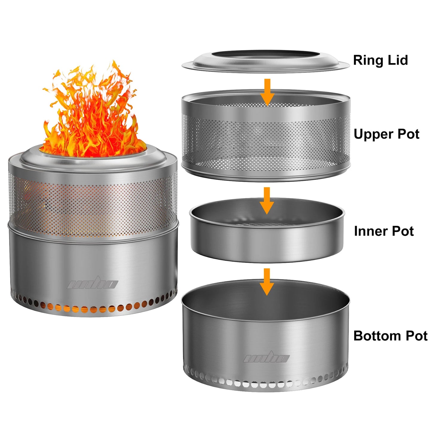 Stainless Steel Firepit with Carry Bag
