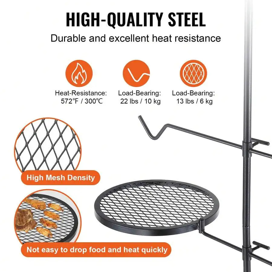 Swivel Campfire Grill Grate | 360° Adjustable Heavy-Duty Fire Pit Grill
