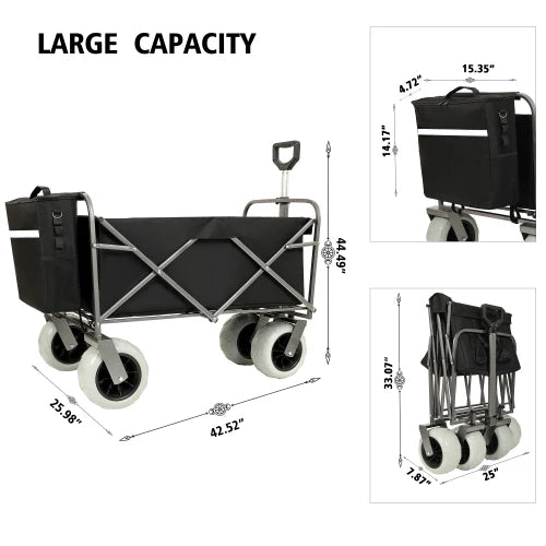 500 lb All-Terrain Steel Frame Collapsible Beach Wagon | Heavy-Duty Utility Sand Cart