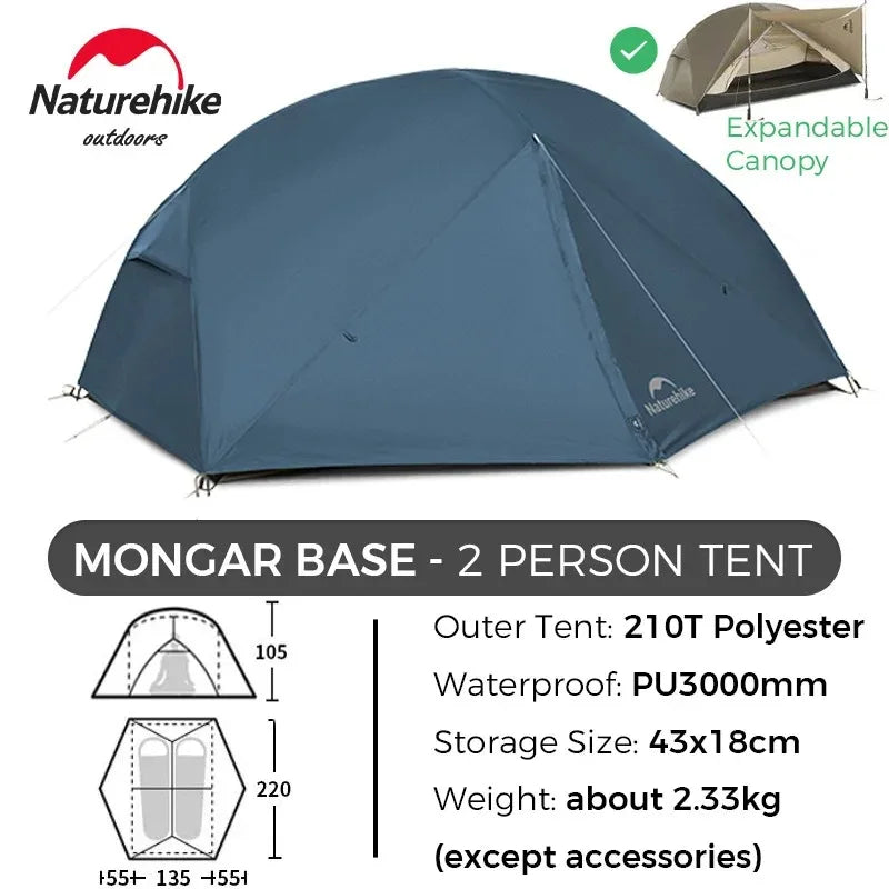 Camping Tent 2-3 Person 210T Polyester 3 Season Tent