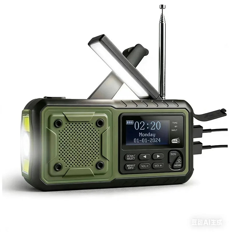 FM Emergency Radio with Crank Battery, Solar Radio