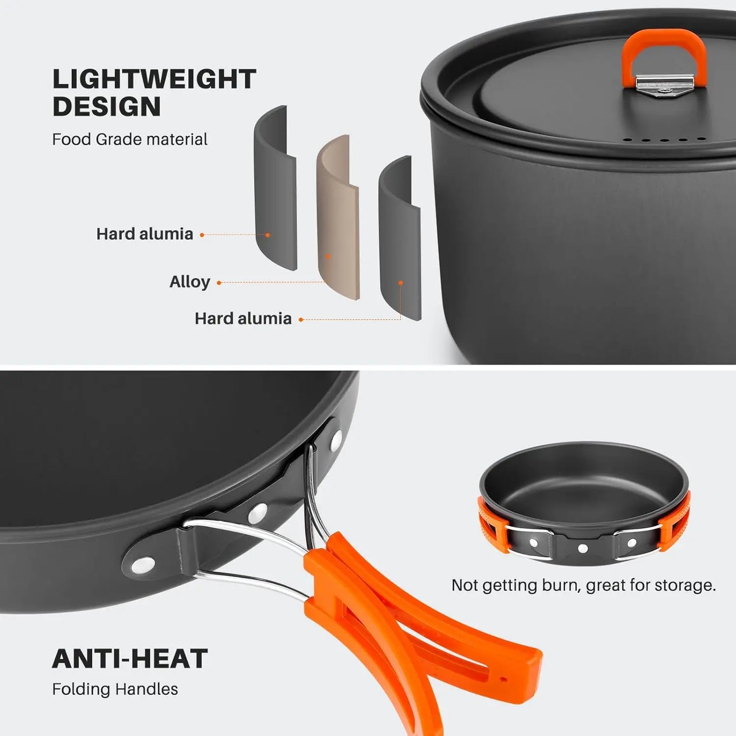 15-Piece Non-Stick Camping Cookware Set | Lightweight Backpacking Pots & Pans with Kettle