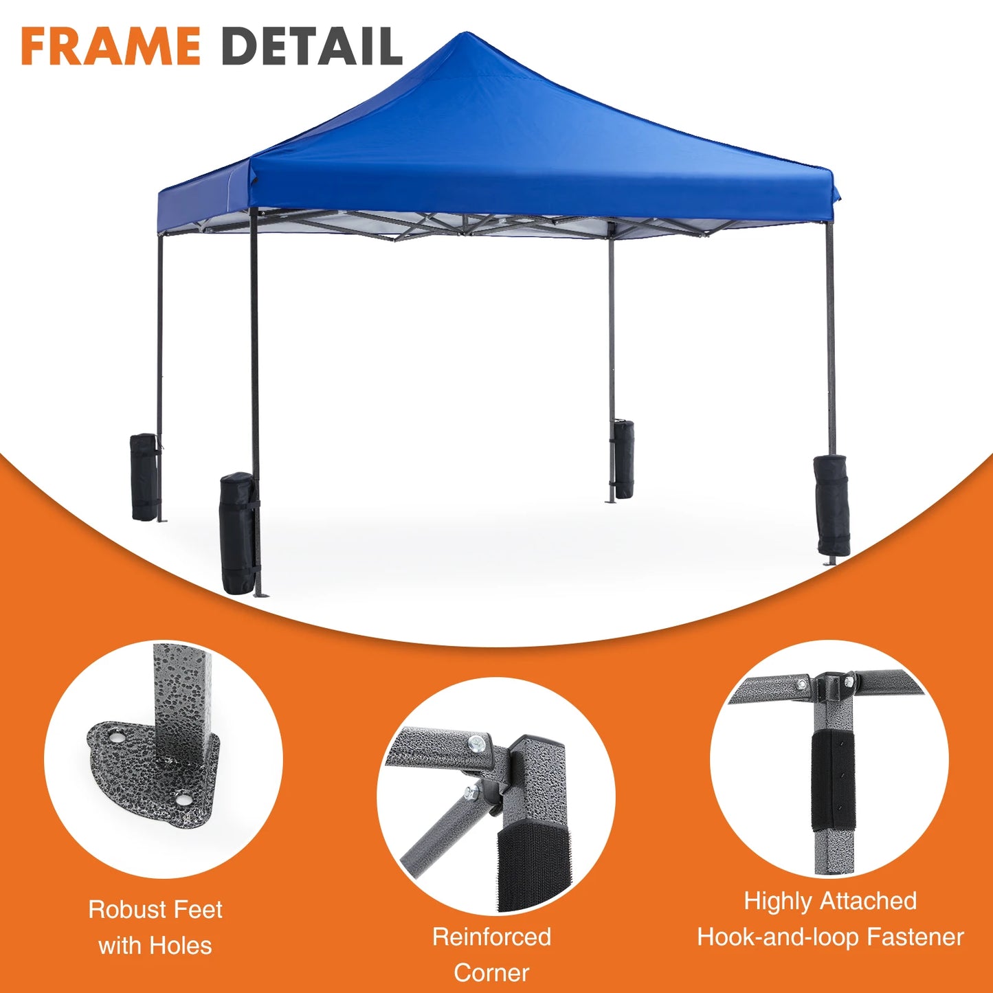 JHK 10x10ft Pop Up Outdoor Canopy Tent Easy Setup Shade Instant Portable Sun Shelter Canopy Tent with Sand Bags for Camping and Commercial Events