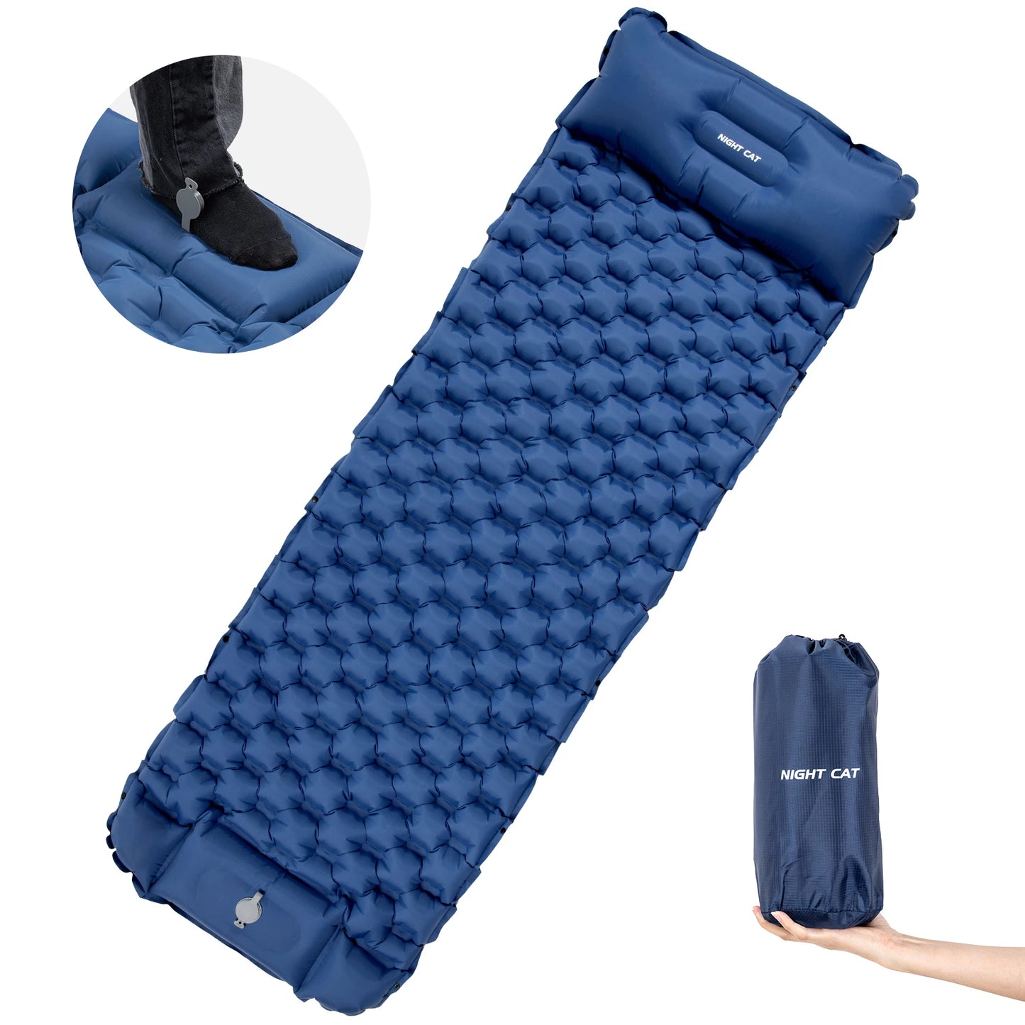 Waterproof Ultralight Inflatable Sleeping Pad — TPU Air Mat with Pillow & Built-In Pump