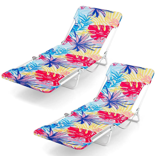 Adjustable Folding Tanning Chair 2Pcs Set Backrest Footrest 330lbs Shoulder Strap Portable Sunbathing Lounger Outside, Custom