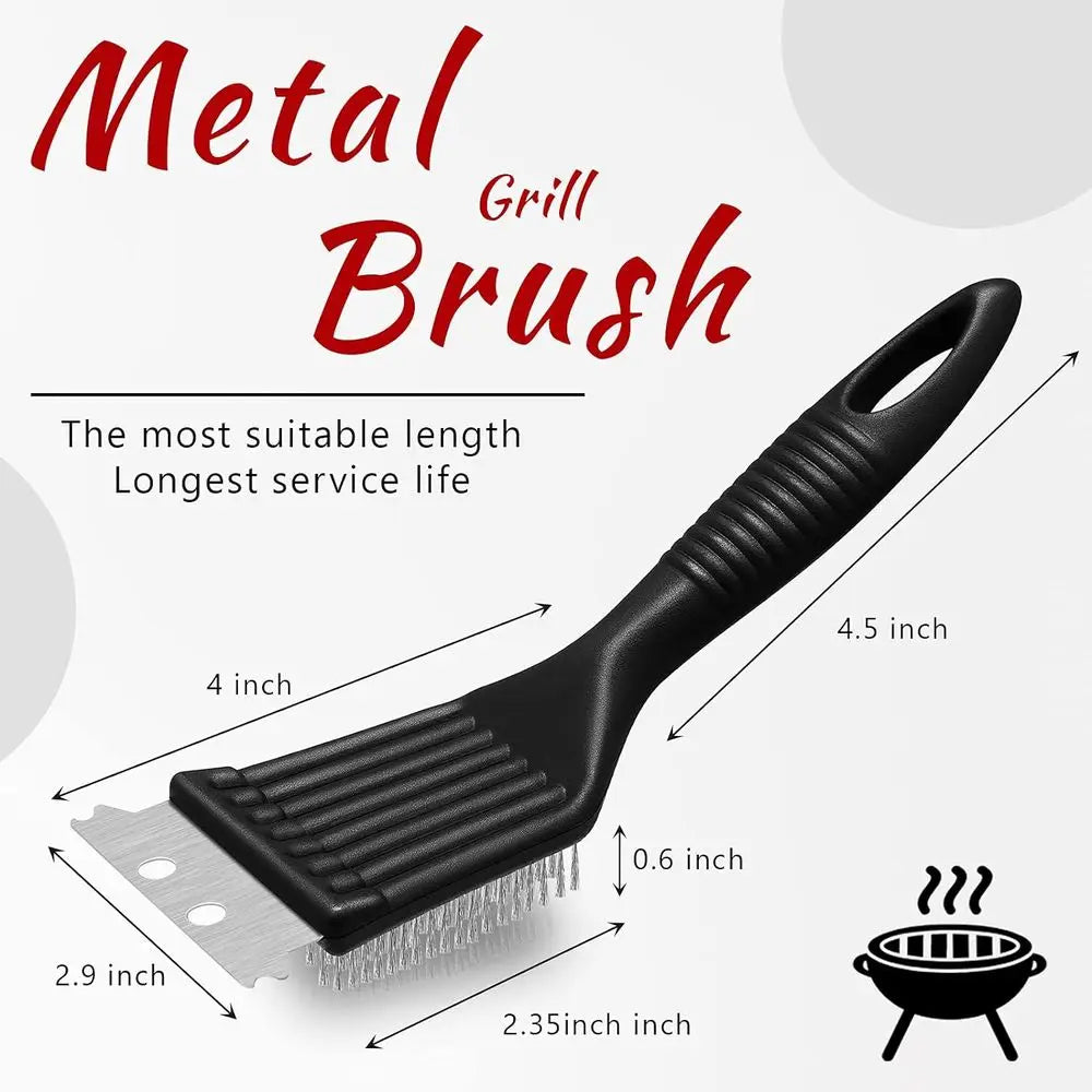 2 Pcs 8 Inch BBQ Grill Brush and Scraper