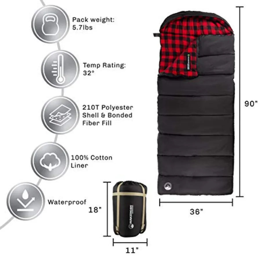 Lightweight Envelope Sleeping Bag | 32°F Rated | Adult
