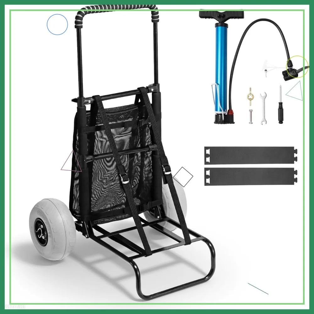 Beach Dolly with Big Wheels, 165LBS Folding Sand Cart