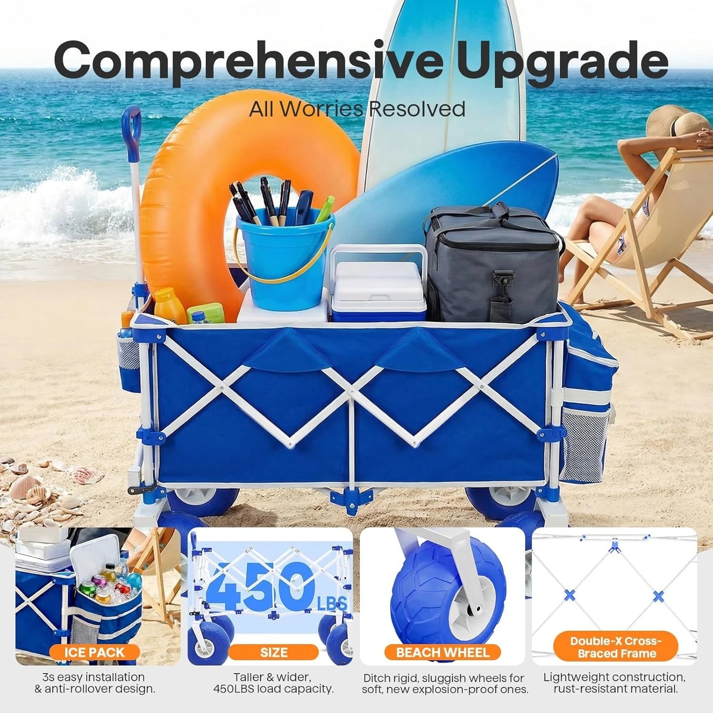 Beach Wagon with  9" Balloon Wheels for Sand