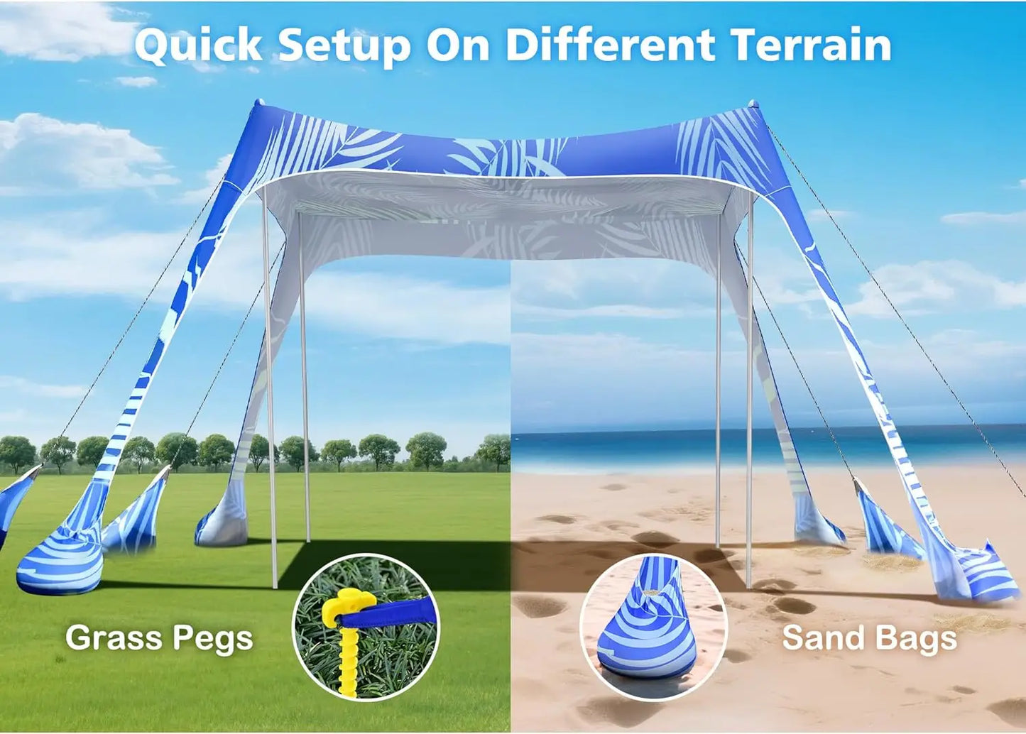 Beach Tent Shelter 10x10 – Pop-Up Sun Canopy with UPF 50+ UV Protection & Carry Bag