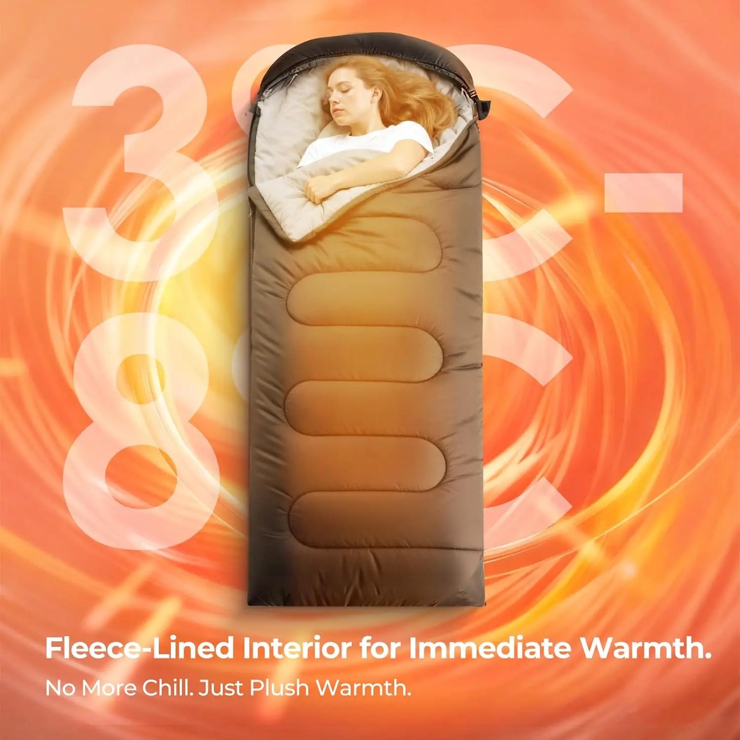 Cold Weather Sleeping Bag for Adults | Fleece-Lined, Waterproof, -10°C to -20°C