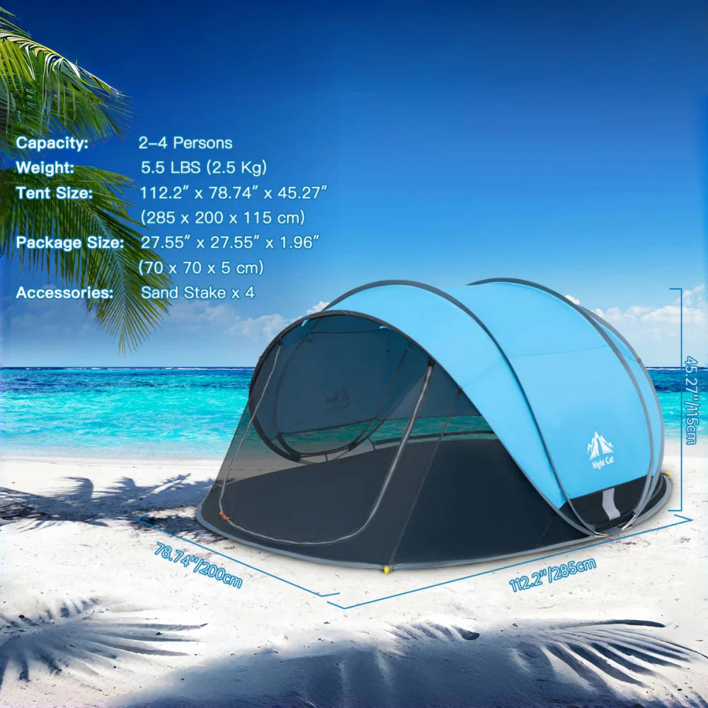 Pop-Up Sun Shade Canopy Tent – Portable Beach & Outdoor Shelter for 2–4 People