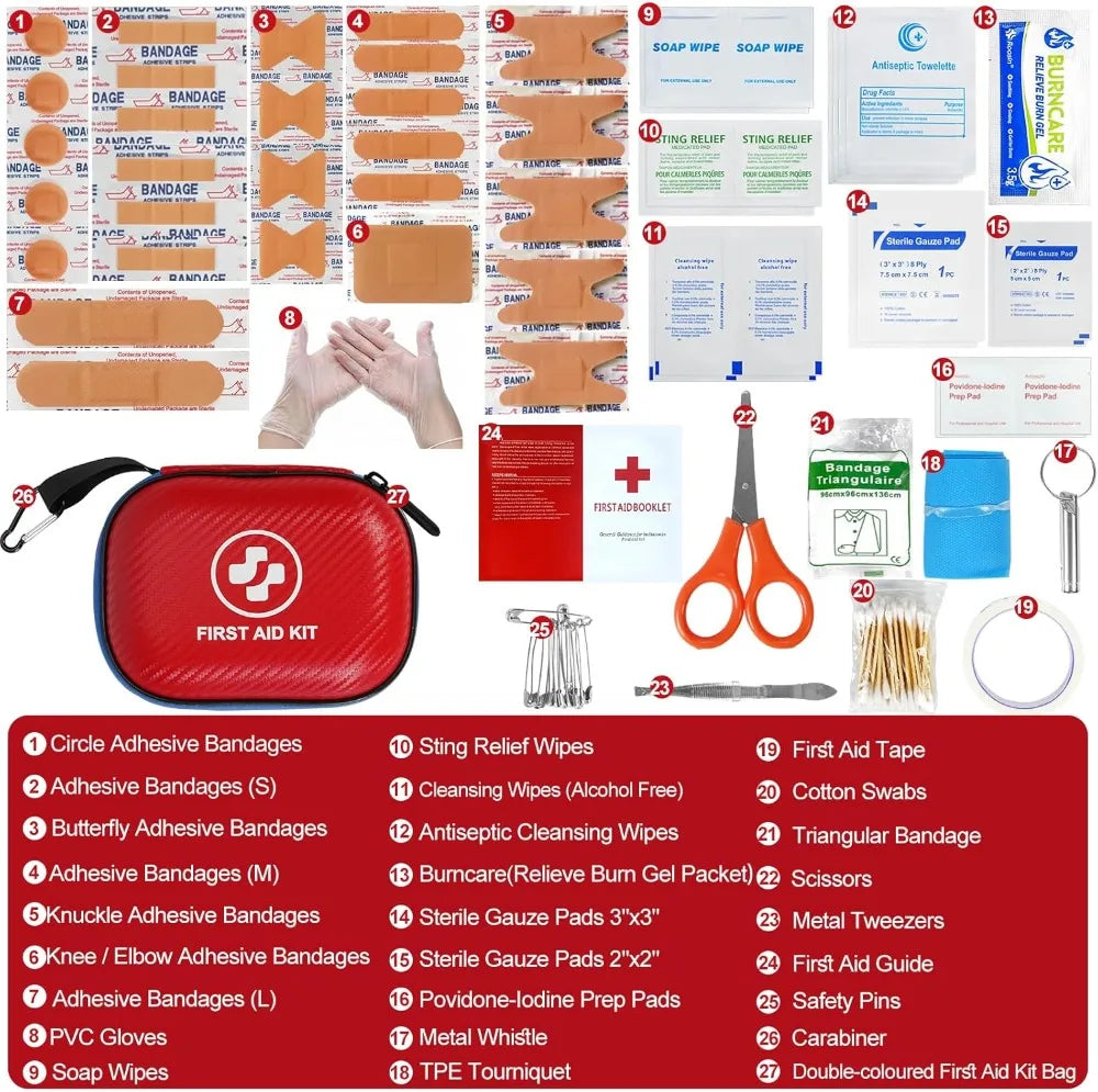 185-Piece First Aid Kit – Waterproof Hard Case, Portable Emergency Supplies