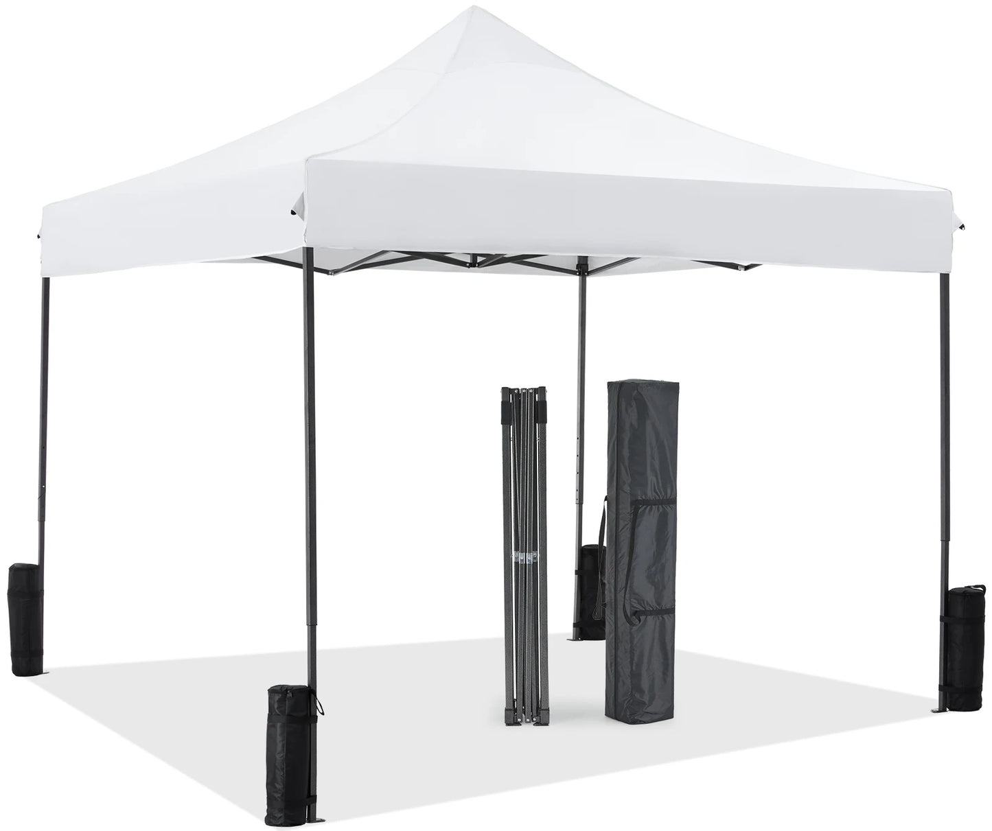 JHK 10x10ft Pop Up Outdoor Canopy Tent Easy Setup Shade Instant Portable Sun Shelter Canopy Tent with Sand Bags for Camping and Commercial Events