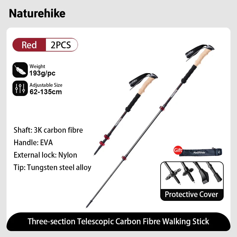 2 PCS Trekking Poles, Lightweight Carbon Fiber