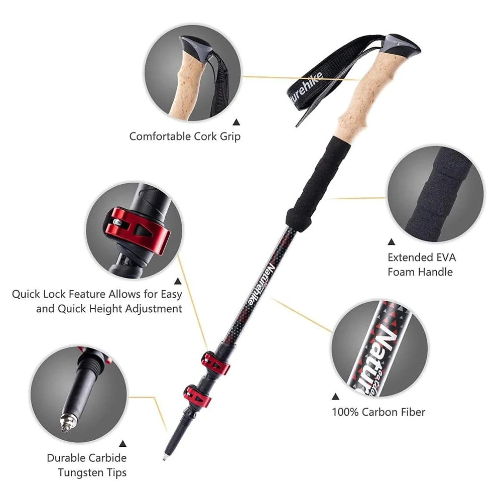 2 PCS Trekking Poles, Lightweight Carbon Fiber