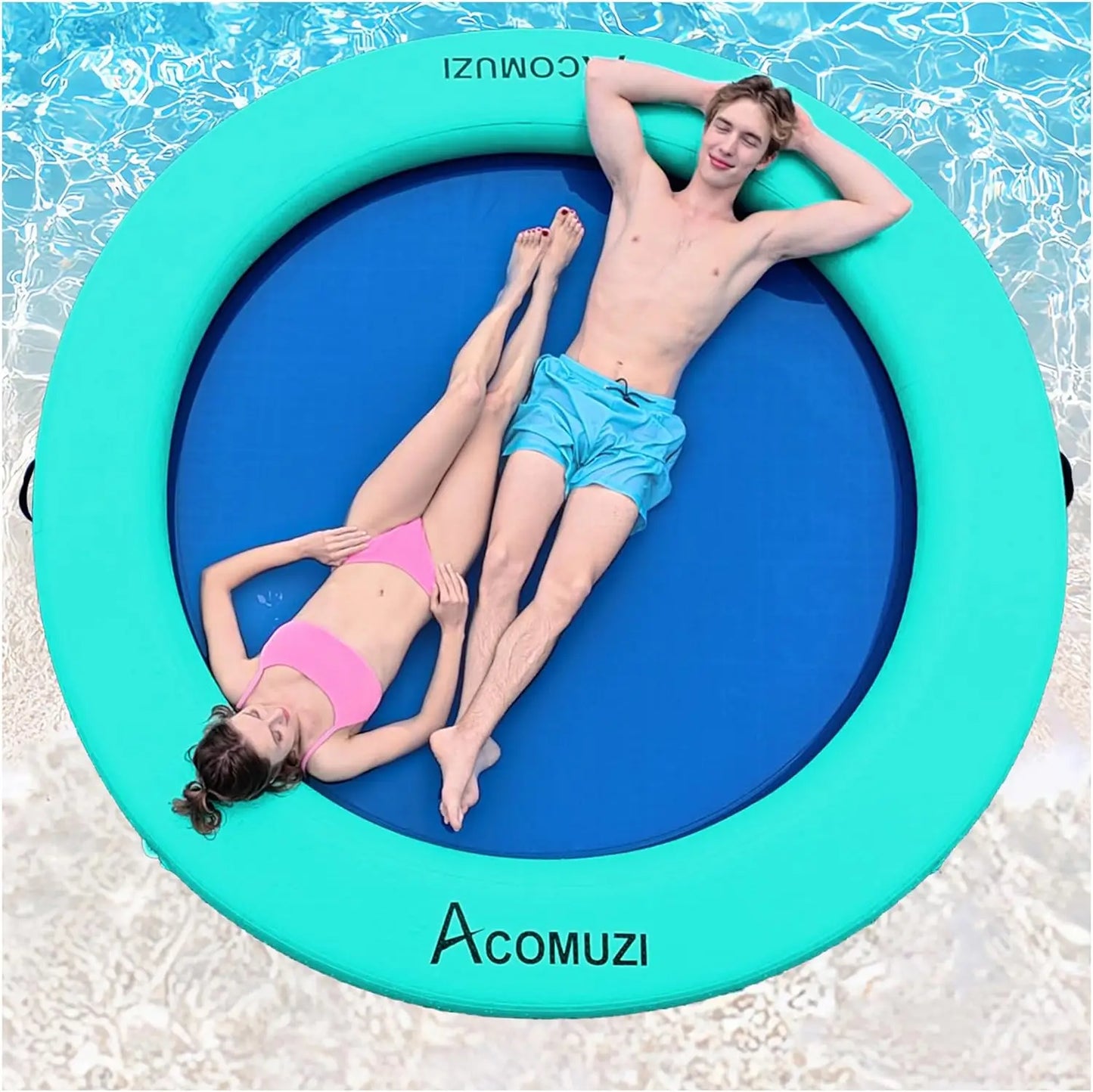 4/6/8/10/12FT Water Hammock Inflatable Floating Dock, Round Floating Ring Lake Floats for Adults, Heavy Duty Pool Float Raft