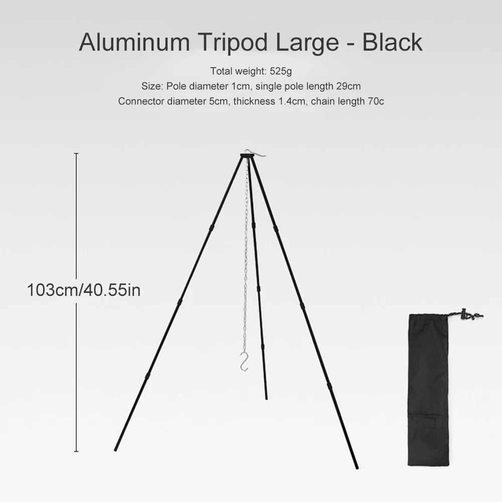 Portable Camping Bonfire Tripod Stand | Aluminum Alloy & Stainless Steel